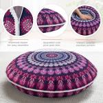 Codi Meditation Floor Pillow Set of 2, Round Large Pillows Seating for Adults, Bohemian Mandala Circle Cushion for Outdoor Fireplace Yoga Living Room, 32 Inch, Memory Foam Added, Purple Orchid New