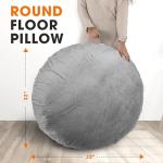Cheer Collection Extra Large Floor Pillow, 32" Round Meditation Cushion, Oversized Yoga Pillow & Floor Cushions for Adults, Floor Pillows for Sitting, Meditation, and Seat Cushion -Grey