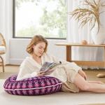 Codi Meditation Floor Pillow Set of 2, Round Large Pillows Seating for Adults, Bohemian Mandala Circle Cushion for Outdoor Fireplace Yoga Living Room, 32 Inch, Memory Foam Added, Purple Orchid New