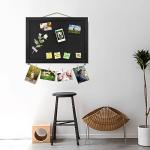 Black Bulletin Boards Cork Board with Felt, 15"x11" Small Display Pin Board Vision Board for Walls, Jewelry, Notes, Collection, Photos, Office, Wood Framed(Black) & Felt(Black), 1pc