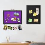 Black Bulletin Boards Cork Board with Felt, 15"x11" Small Display Pin Board Vision Board for Walls, Jewelry, Notes, Collection, Photos, Office, Wood Framed(Black) & Felt(Black), 1pc
