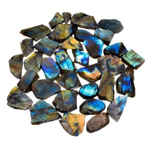 Natural Labradorite Raw Slice Gemstone- Healing Crystals for DIY Jewelry Making -Loose Natural Cabochon -Perfect for Crafting Unique Jewelry Designs (5 pcs, 25-35 mm)