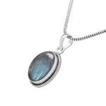 Labradorite Stone Pendant Silver Overlay Pendant for Women Girls Christmas Anniversary Gift for Her Promise Gemstone Birthstone Handmade Pendant with chain