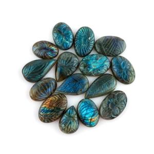 Natural Labradorite Gemstones Carving Wholesale Cabochons Lot, Jewelry Making Loose Gemstone, Polished Gems, DIY, Wire Wrapping, Reiki, Wikka, Healing Crystals, Bulk Gemstone Deal, Pack Of 3