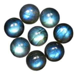 Myhealingworld Natural Labardorite 8mm round blue fire AAA quality calibrated cabochon loose gemstone for jewelry making 8 pcs Box.