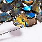 Natural Labradorite Raw Slice Gemstone- Healing Crystals for DIY Jewelry Making -Loose Natural Cabochon -Perfect for Crafting Unique Jewelry Designs (5 pcs, 25-35 mm)