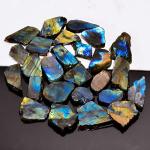 Natural Labradorite Raw Slice Gemstone- Healing Crystals for DIY Jewelry Making -Loose Natural Cabochon -Perfect for Crafting Unique Jewelry Designs (5 pcs, 25-35 mm)
