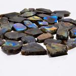 Natural Labradorite Raw Slice Gemstone- Healing Crystals for DIY Jewelry Making -Loose Natural Cabochon -Perfect for Crafting Unique Jewelry Designs (5 pcs, 25-35 mm)