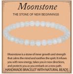 LPBeads Handmade Natural Gemstone Stretch Elastic 4mm Moonstone Bracelet Healing Crystal Round Stone Beads Jewelry Gifts for Women Men