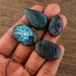 Natural Labradorite Gemstones Carving Wholesale Cabochons Lot, Jewelry Making Loose Gemstone, Polished Gems, DIY, Wire Wrapping, Reiki, Wikka, Healing Crystals, Bulk Gemstone Deal, Pack Of 3