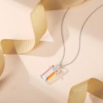 EVERLEAD Healing and Romantic Rainbow Moonstone Necklace for Women - Big Authentic Moonstone - Premium Sterling Silver Chain & Diamond Cutting - Light Luxury Gift for Women. (Little Diamond Style)