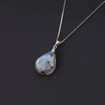 COAI 925 Sterling Silver Crystal Labradorite Necklace for Women, Teardrop Labradorite Jewelry for Women