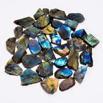 Natural Labradorite Raw Slice Gemstone- Healing Crystals for DIY Jewelry Making -Loose Natural Cabochon -Perfect for Crafting Unique Jewelry Designs (5 pcs, 25-35 mm)