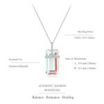 EVERLEAD Healing and Romantic Rainbow Moonstone Necklace for Women - Big Authentic Moonstone - Premium Sterling Silver Chain & Diamond Cutting - Light Luxury Gift for Women. (Little Diamond Style)