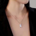 EVERLEAD Healing and Romantic Rainbow Moonstone Necklace for Women - Big Authentic Moonstone - Premium Sterling Silver Chain & Diamond Cutting - Light Luxury Gift for Women. (Little Diamond Style)