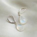 GemInspire Rainbow Moonstone Pear Shape Tear Drop Earrings Suspended with Sterling Silver Lever Back Hoop, Elegant Handmade Women Jewelry