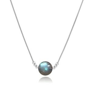 MORIANCE Labradorite Necklace for Women 10mm Labradorite Stone Pendant Necklace Jewelry Healing Crystal Necklace Blue Crystal Necklace for Women
