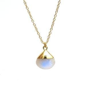 Gempires Rainbow Moonstone Gemstone Pendant Necklace June Birthstone Handmade Jewelry Hypoallergenic 18 Inch Gold Plated Handmade Teardrop Necklaces