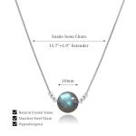 MORIANCE Labradorite Necklace for Women 10mm Labradorite Stone Pendant Necklace Jewelry Healing Crystal Necklace Blue Crystal Necklace for Women