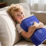 BXIZXD Bible Pillow Book Plush That Opens, Cozy Faith Bible Plushies, for Kids Adults Christian Gifts, Decoration for Bedrooms, Living Rooms (Blue)
