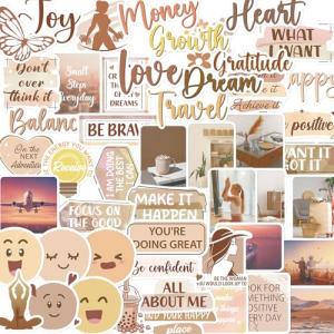 Falueqg Inspirational Vision Board Stickers - 50Pcs Positive Quote Stickers for Vision Board Supplies Kits, Motivational Planner Jounal Decals for Adults Teens Goal Setting Manifesting Dreams