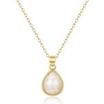 KissYan Gemstone Necklace for Women, 14K Gold Plated Crystal Teardrop Pendant Choker Natural Healing Stone Jewelry Gift(Moonstone)