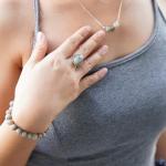 3PS Labradorite Jewelry for Women, Labradorite Necklace - Ring - Bracelet Set, 8MM Healing Crystals Beaded Bracelets Handmade Necklaces Adjustable Rings, Inspirational Gifts for Women