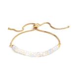 Gempires Moonstone Bracelet for Women, Birthstone Beaded Bracelet, June Birthstone, Bolo Beads Bracelet, New Beginning, Gold Plated Chain Unique Gifts for Her