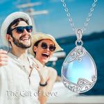 YAFEINI 925 Sterling Silver Moonstone Necklace Filigree Teardrop Pendant Necklace Jewelry for Women (A-filigree moonstone necklace)