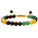 Amazing Gemstone Money Success Pyrite Bracelet - Citrine, Green Aventurine, Tiger Eye Protection Healing Crystal Bracelet - 8mm Gemstones Beaded Adjustable Bracelet Pulseras Para Hombres Mujer