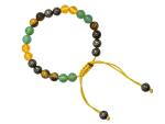 Amazing Gemstone Money Success Pyrite Bracelet - Citrine, Green Aventurine, Tiger Eye Protection Healing Crystal Bracelet - 8mm Gemstones Beaded Adjustable Bracelet Pulseras Para Hombres Mujer