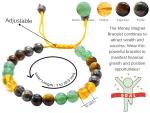Amazing Gemstone Money Success Pyrite Bracelet - Citrine, Green Aventurine, Tiger Eye Protection Healing Crystal Bracelet - 8mm Gemstones Beaded Adjustable Bracelet Pulseras Para Hombres Mujer