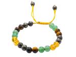 Amazing Gemstone Money Success Pyrite Bracelet - Citrine, Green Aventurine, Tiger Eye Protection Healing Crystal Bracelet - 8mm Gemstones Beaded Adjustable Bracelet Pulseras Para Hombres Mujer