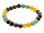 Amazing Gemstone Money Success Pyrite Bracelet - Citrine Onyx, Green Aventurine, Tiger Eye Protection Healing Crystal Bracelet - Gemstone Beaded Stretchable Bracelet Pulseras Para Hombres Mujer
