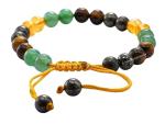 Amazing Gemstone Money Success Pyrite Bracelet - Citrine, Green Aventurine, Tiger Eye Protection Healing Crystal Bracelet - 8mm Gemstones Beaded Adjustable Bracelet Pulseras Para Hombres Mujer