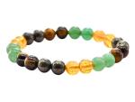 Amazing Gemstone Money Success Pyrite Bracelet - Citrine Onyx, Green Aventurine, Tiger Eye Protection Healing Crystal Bracelet - Gemstone Beaded Stretchable Bracelet Pulseras Para Hombres Mujer