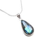 Handmade Labradorite Pendant Necklace 18" - Beautiful Gemstone with Brass, Silver Plated/Coated/Overlay, Nickel Free, Elegant Simplicity for Women & Teen Girls from Kirti Gems