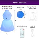 INNER TRUTH Meditation with Buddha Kit - 3 in 1 Guided Breathing Calm Down Buddha Anxiety Relief Device + Stress Ball. Stress Relief and Mindfulness Gifts. ADHD Tools for Adults & Kids. Yoga Gifts