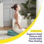 Meditation Cushion Floor Pillow – Supportive Round Cushion for Meditation, Yoga, Pilates, and Relaxation – Filled with Buckwheat Hulls - Removable Faux Suede Cover - Great Gift Idea, Teal