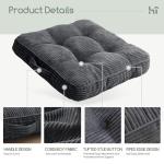 HIGOGOGO Washable Floor Pillow Cushion for Adults, Meditation Cushion Pillow, Large Square Floor Sitting, Removable Tufted Corduroy Cover, for Tatami Living Room or Yoga, 22x22 Inch, Machine Washable