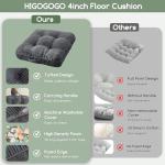 HIGOGOGO Washable Floor Pillow Cushion for Adults, Meditation Cushion Pillow, Large Square Floor Sitting, Removable Tufted Corduroy Cover, for Tatami Living Room or Yoga, 22x22 Inch, Machine Washable