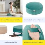 Meditation Cushion Floor Pillow – Supportive Round Cushion for Meditation, Yoga, Pilates, and Relaxation – Filled with Buckwheat Hulls - Removable Faux Suede Cover - Great Gift Idea, Teal