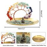 7 Chakra Crystal Tree - Buddha Statue Money for Wealth and Luck Yoga Meditation Home Decor Shelf Accents, Living Room Bedroom Office Decoration, Bookshelf Decor, TV Stand