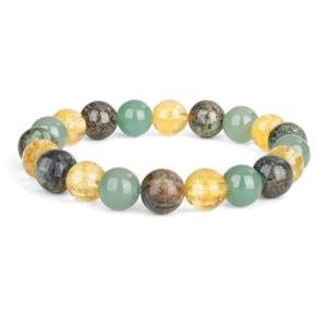 Crystal Vibe Extra Strength Wealth Bracelet - Money Bracelet for Prosperity - Citrine, Green Aventurine and African Turquoise - 10mm Beaded Bracelet for Women Men - Adjustable Size