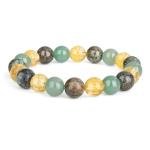 Crystal Vibe Extra Strength Wealth Bracelet - Money Bracelet for Prosperity - Citrine, Green Aventurine and African Turquoise - 10mm Beaded Bracelet for Women Men - Adjustable Size