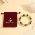 Crystal Vibe Extra Strength Wealth Bracelet - Money Bracelet for Prosperity - Citrine, Green Aventurine and African Turquoise - 10mm Beaded Bracelet for Women Men - Adjustable Size