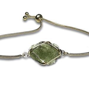 Rocks2Rings Genuine Moldavite Crystal Bracelet - High Vibration Manifestation and Transformation Authentic Czech Republic Crystals Tektite Healing Stone BRm (Customize)