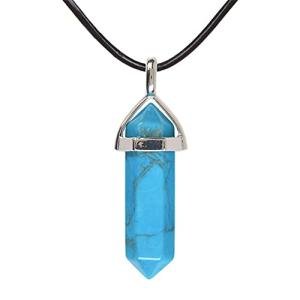 Turquoise Chakra Pendant with Leather Necklace