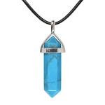 Turquoise Chakra Pendant with Leather Necklace