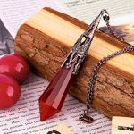 Brass Chakra Necklace with Red Agate Crystal